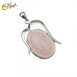 Colgante Ovalado de Piedra Natural modelo Athenas - Cuarzo Rosa