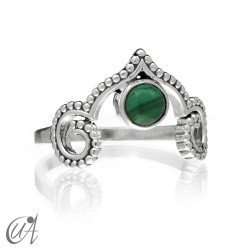 Agni ring in sterling silver with malachite - 11