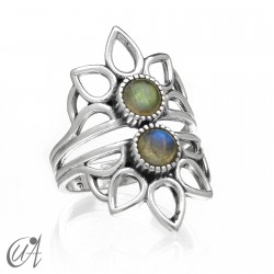 Anillo Shiva en plata de ley y labradorita - 12