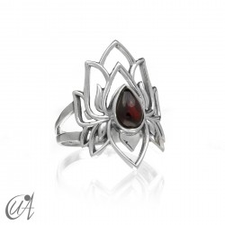 Garnet sterling silver ring, Brahma model - 11