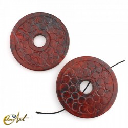 Cuentas circulares decoradas - Jaspe Rojo