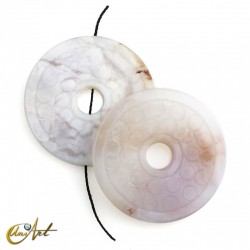 Decorated circular beads - White Agate