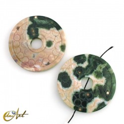 Decorated circular beads - Ocean jasper