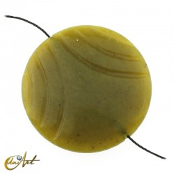 Circular natural stone bead - Green Jade 