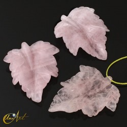 Leaf carved in natural stone - Rose Quartz