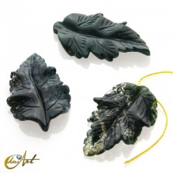Realistic eaf for pendant in natural stone - Moss Agate