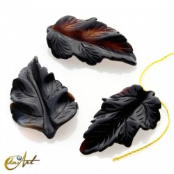Realistic eaf for pendant in natural stone - Black Agate