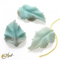 Realistic eaf for pendant in natural stone - Amazonite