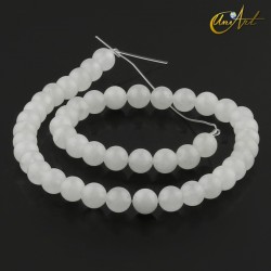 Translucent white jade round beads - 8 mm