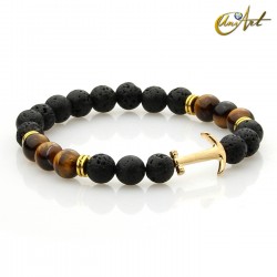 Pulsera de lava modelo áncora - Ojo de Tigre