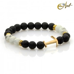 Pulsera de lava modelo áncora - Howlita