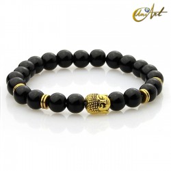 Black agate bracelet - Buddha - Model 1