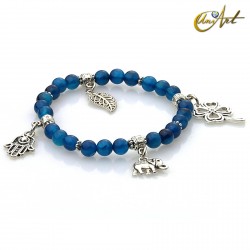 Pulsera de la suerte con cuatro dijes - Ágata Azul