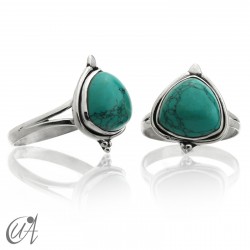 Threshing ring with turquoise in sterling silver - 20