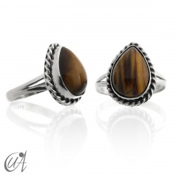 925 Silver ring with tiger eye drop - liana - 11