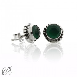Gems and sterling silver, round earrings model Hecate - Emerald