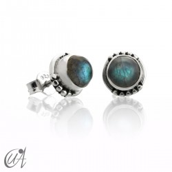 Gems and sterling silver, round earrings model Hecate - Labradorite