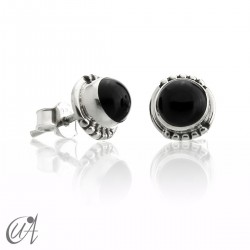 Gems and sterling silver, round earrings model Hecate - Onyx