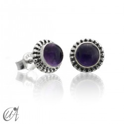 mini earrings - sterling silver and stones, Ártemis - Amethyst