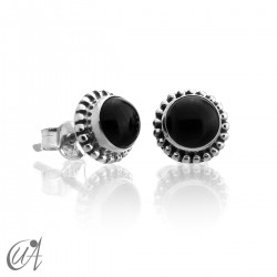 mini earrings - sterling silver and stones, Ártemis - Onyx