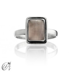 925 Silver ring with rose quartz - rectangular - 19
