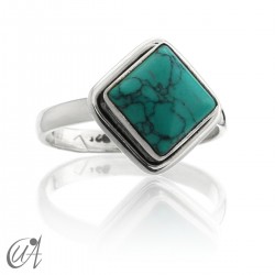 Silver ring with turquoise square format - 20