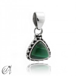 Colgante de plata de ley y piedras modelo Thira - Malaquita