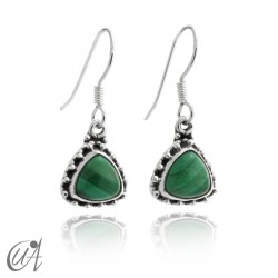 925 Silver earrings and stones Thira model - Malachite