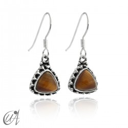 Pendientes de plata 925 y piedras modelo Thira - Ojo de Tigre