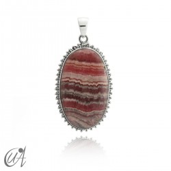 Rhodochrosite oval pendant - 925 silver - Model 2