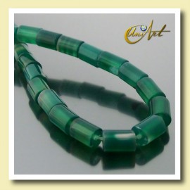 Green Agate beads in cylinder shape 8,5 mm - 8 mm