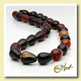 Tira de ágata marrón talla pera 14x10mm - 14 mm