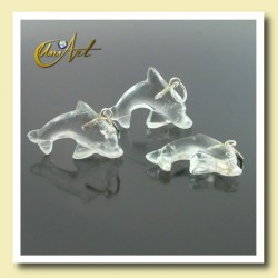 Colgante Delfín Tamaño Grande en varias piedras - Cristal de Roca