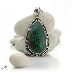 Colgante de azurita en plata, gota - Modelo 2