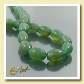 Green Agate beads in olive shape  14x10mm - 14 mm