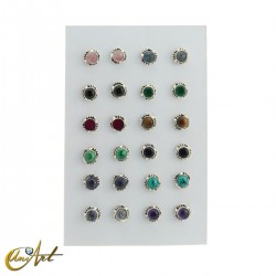 12 Mini pendientes  - plata y piedras - Modelo 4