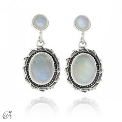 Sterling silver and gemstone earrings, Maktub - Moonstone