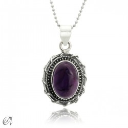 Silver and gemstone pendant, Maktub - Amethyst