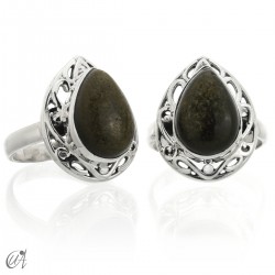 Gold obsidian in sterling silver ring Lahab - 15