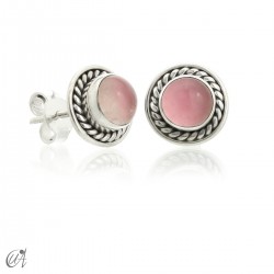 Sunna mini earrings, gems and sterling silver - Rose Quartz