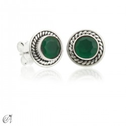 Sunna mini earrings, gems and sterling silver - Emerald