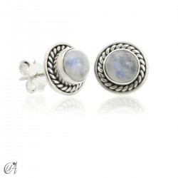 Mini pendientes Sunna, gemas y plata de ley - Piedra Luna