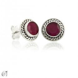 Mini pendientes Sunna, gemas y plata de ley - Rubí