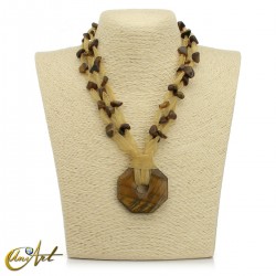 Collar de organza y piedra natural con colgante donut - Ojo de Tigre