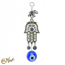 Mano de Fátima con ojo turco y elefante - Limón