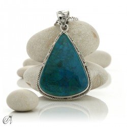 Colgante triangular de crisocola en plata de ley - Modelo 3