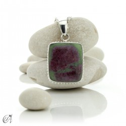 Plata de 1ª ley con rubí, colgante rectangular - Modelo 1