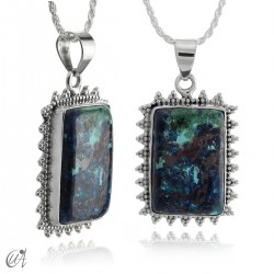 Colgante de azurita con cuprita en plata de ley - Modelo 4