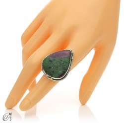 Anillo lágrima de rubí zoisita en plata, varias opciones - 15 modelo 3