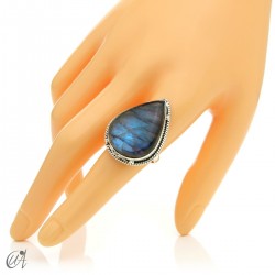 Gothic labradorite teardrop ring in silver - 20 model 2